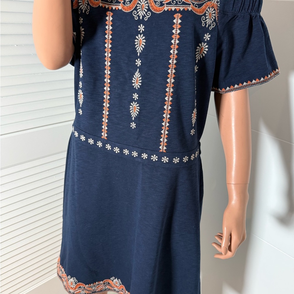 Tory Burch boho-inspired off-the-shoulder A-line dress navy large - Picture 4 of 16
